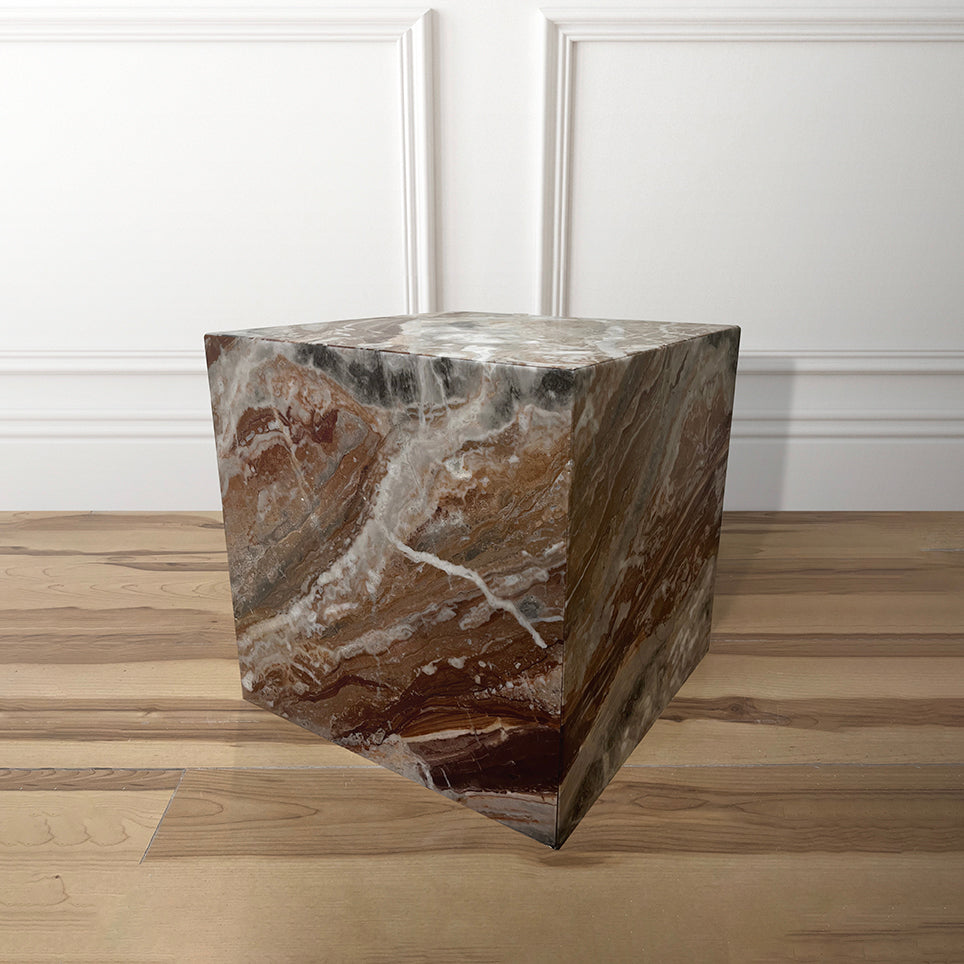 Arabescato Rosso Marble Cube