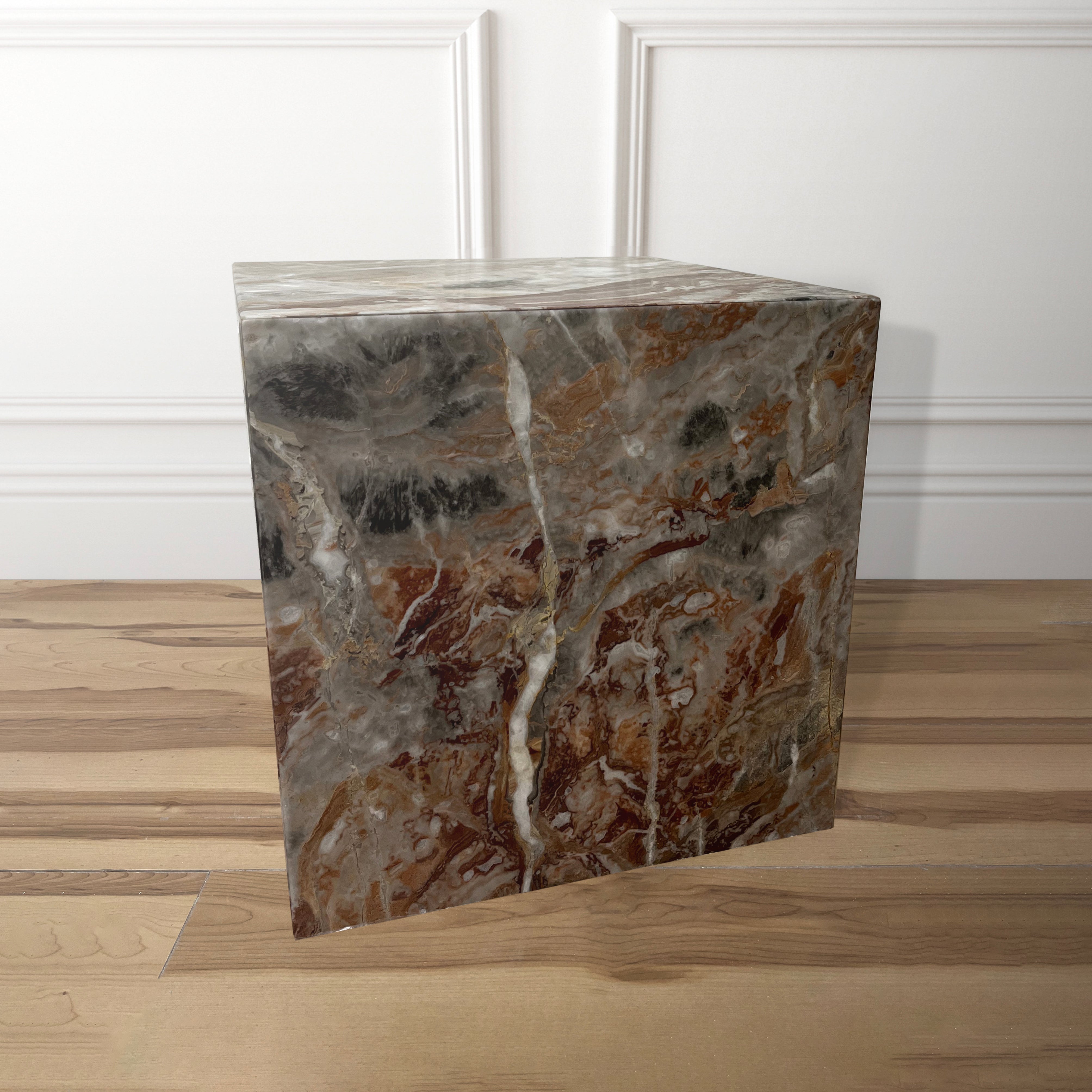 Arabescato Rosso Marble Cube