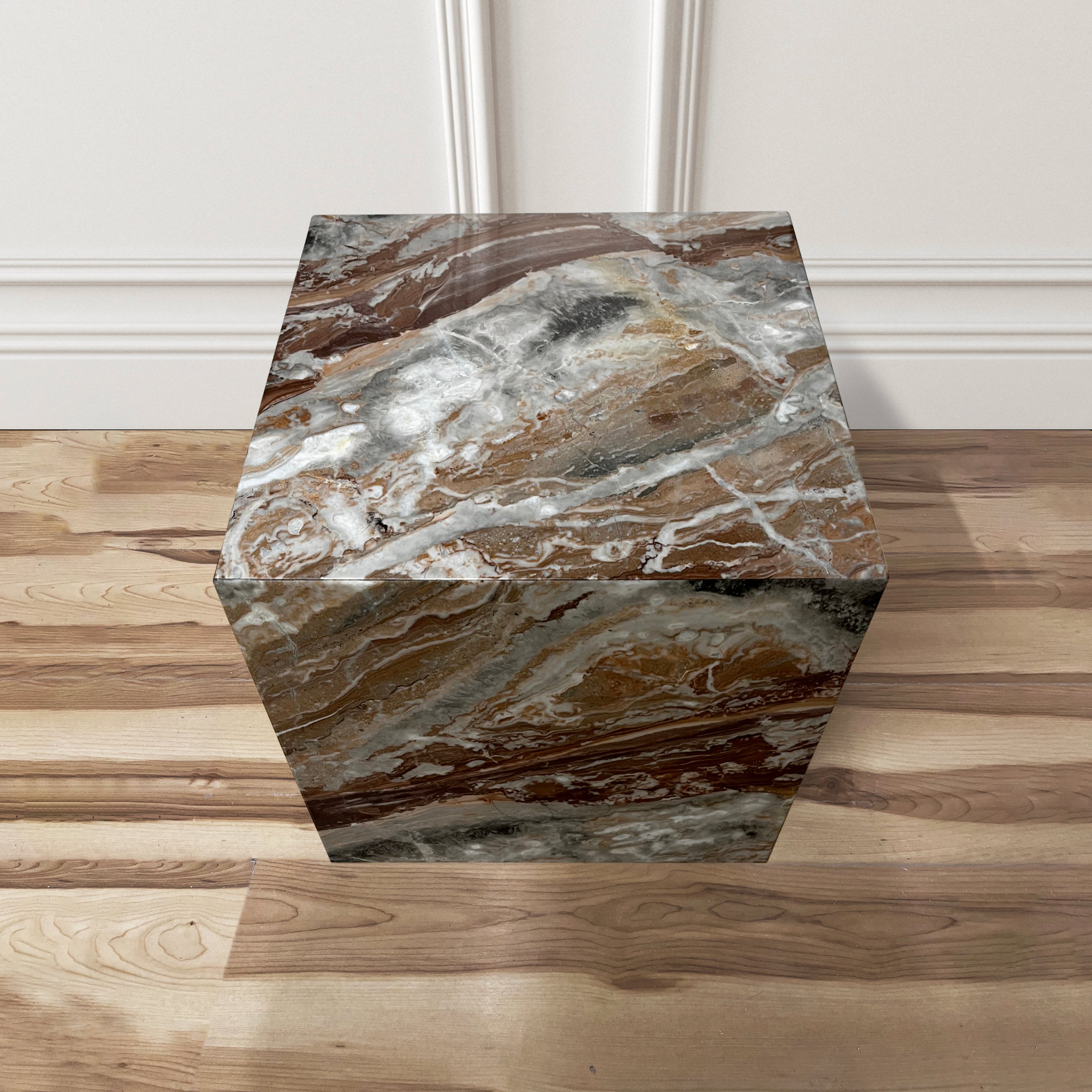 Arabescato Rosso Marble Cube